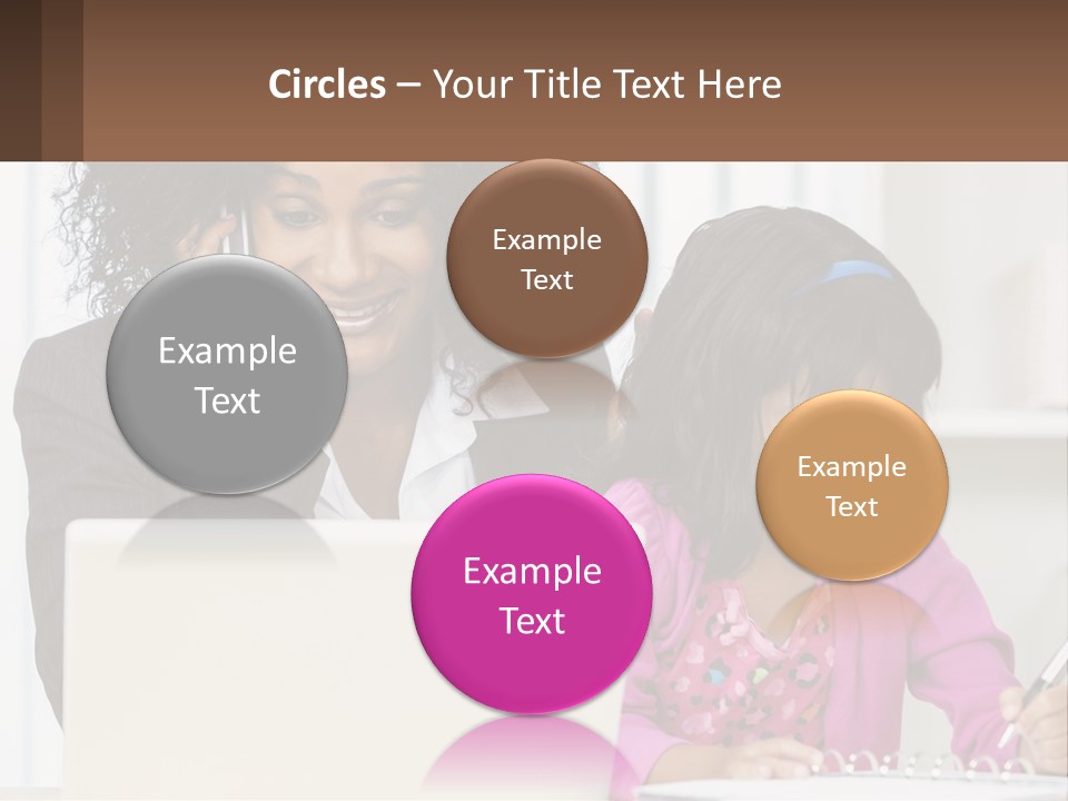 A Woman And A Little Girl Sitting At A Table In Front Of A Laptop Computer PowerPoint Template