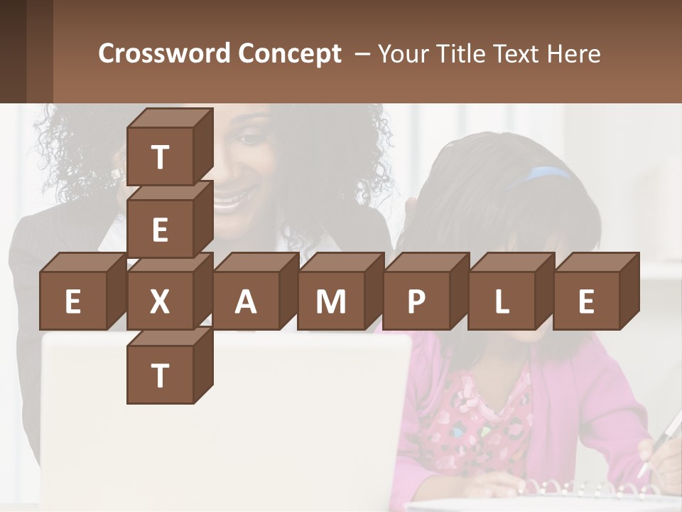 A Woman And A Little Girl Sitting At A Table In Front Of A Laptop Computer PowerPoint Template