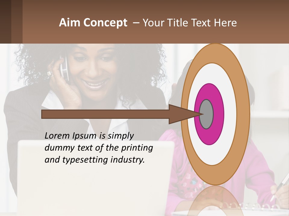 A Woman And A Little Girl Sitting At A Table In Front Of A Laptop Computer PowerPoint Template