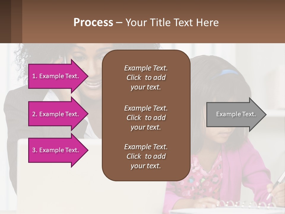 A Woman And A Little Girl Sitting At A Table In Front Of A Laptop Computer PowerPoint Template