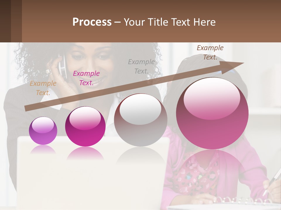 A Woman And A Little Girl Sitting At A Table In Front Of A Laptop Computer PowerPoint Template