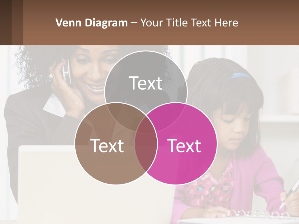 A Woman And A Little Girl Sitting At A Table In Front Of A Laptop Computer PowerPoint Template