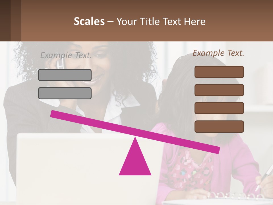 A Woman And A Little Girl Sitting At A Table In Front Of A Laptop Computer PowerPoint Template