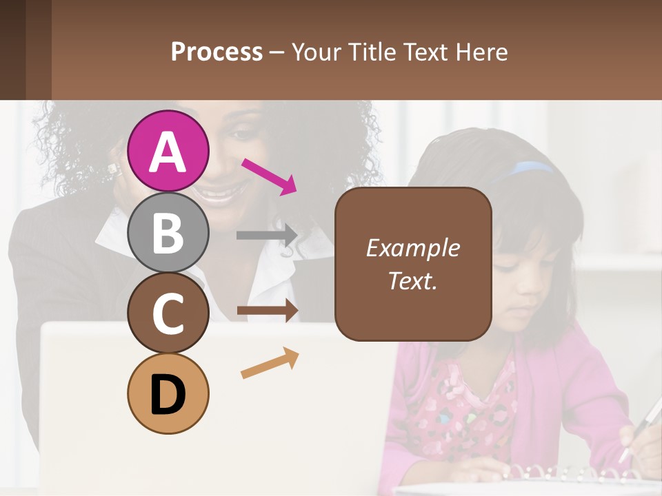 A Woman And A Little Girl Sitting At A Table In Front Of A Laptop Computer PowerPoint Template