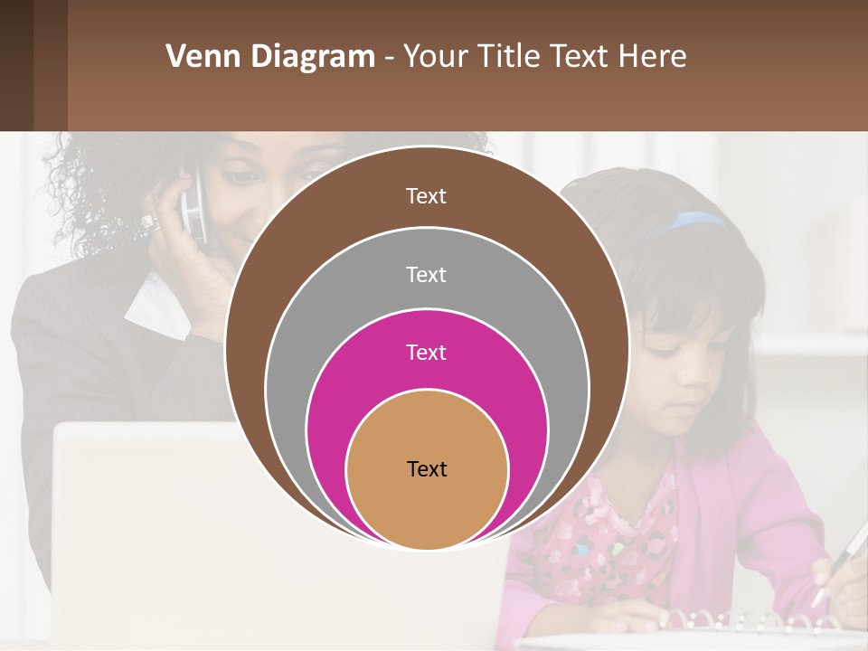 A Woman And A Little Girl Sitting At A Table In Front Of A Laptop Computer PowerPoint Template