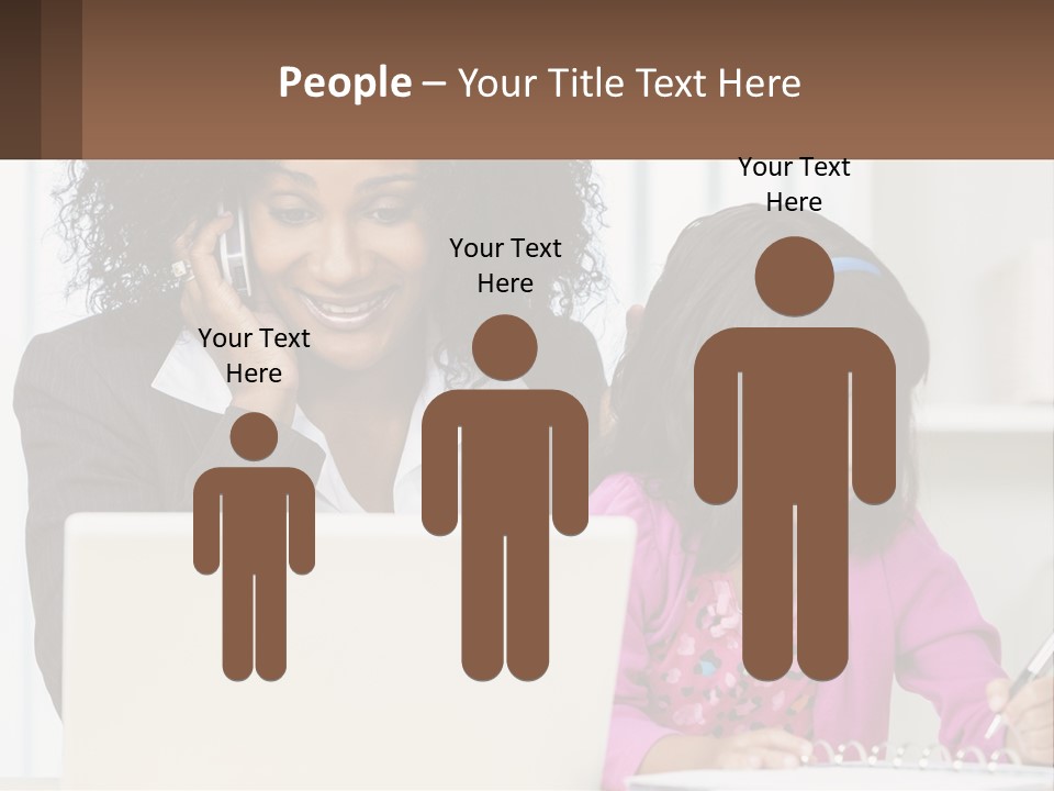 A Woman And A Little Girl Sitting At A Table In Front Of A Laptop Computer PowerPoint Template