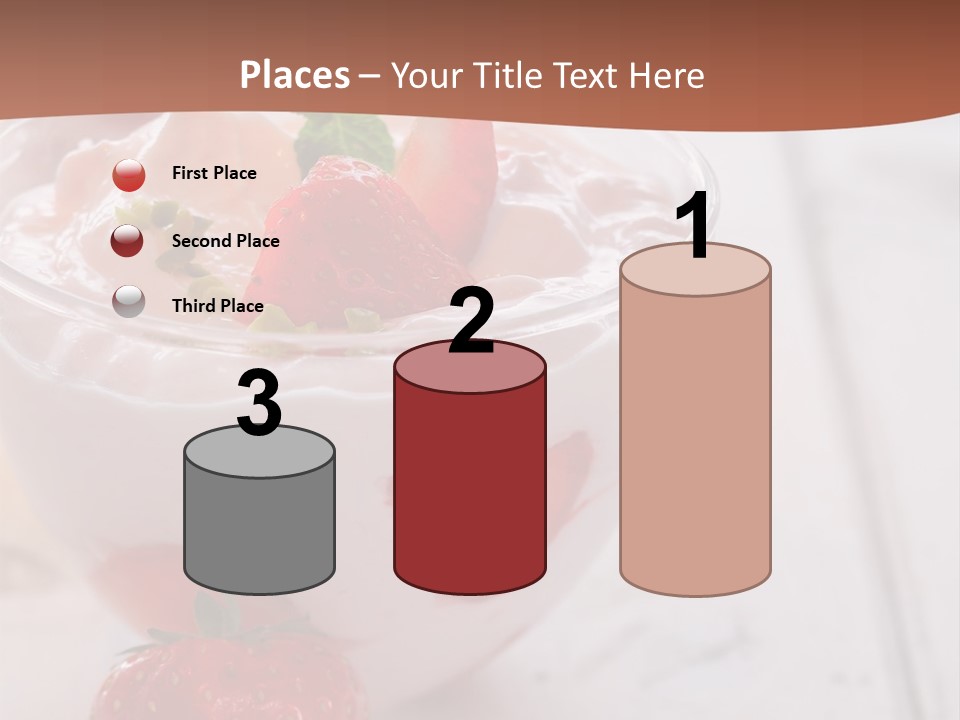 A Bowl Of Yogurt With Strawberries On A Table PowerPoint Template
