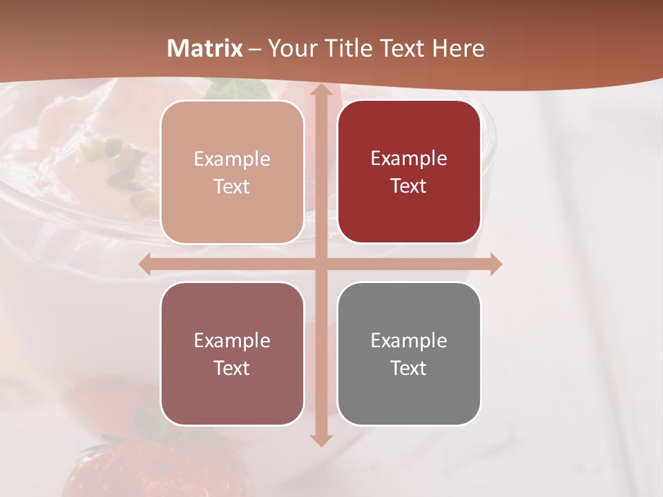 A Bowl Of Yogurt With Strawberries On A Table PowerPoint Template