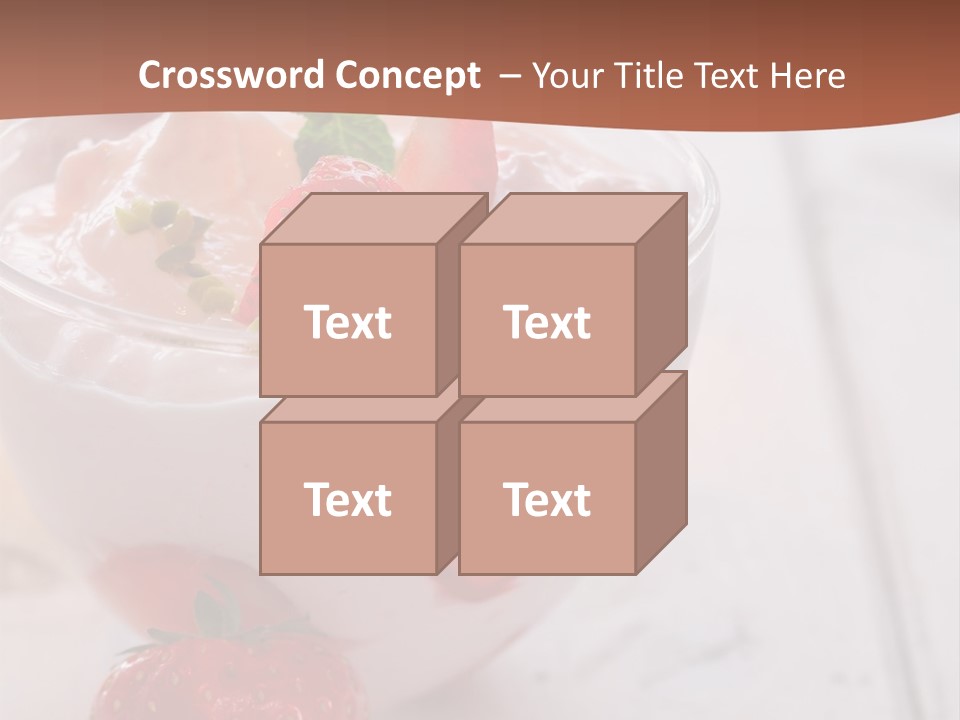 A Bowl Of Yogurt With Strawberries On A Table PowerPoint Template