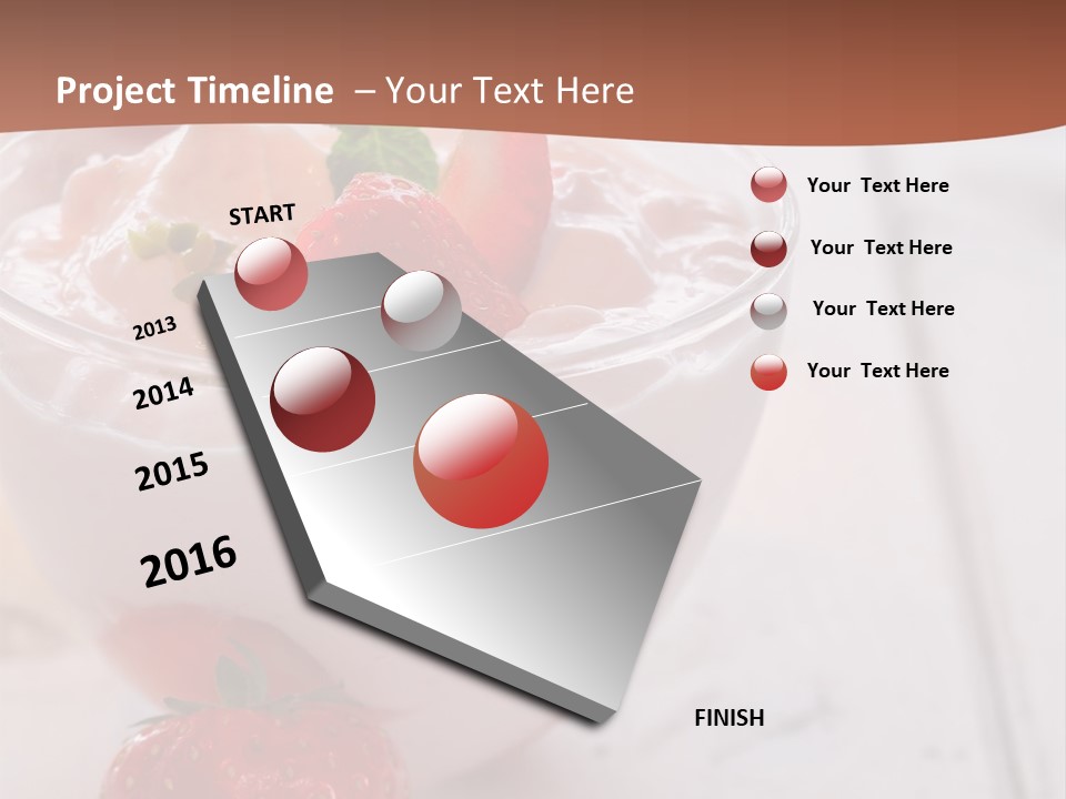 A Bowl Of Yogurt With Strawberries On A Table PowerPoint Template