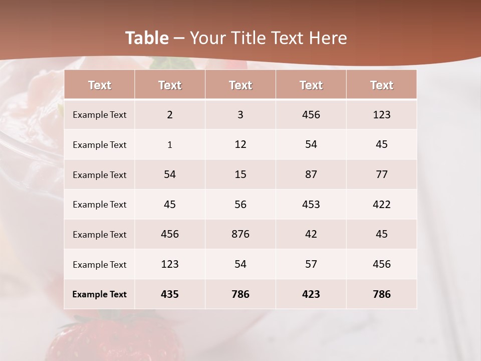A Bowl Of Yogurt With Strawberries On A Table PowerPoint Template