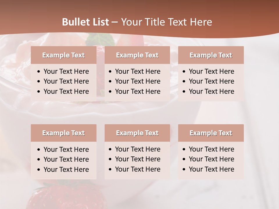 A Bowl Of Yogurt With Strawberries On A Table PowerPoint Template