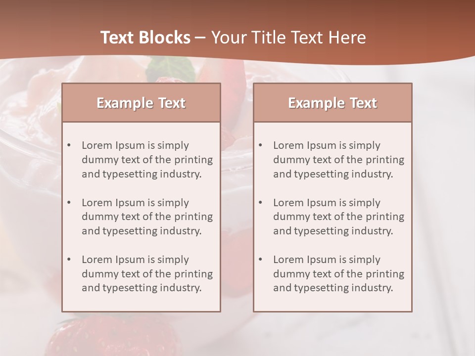 A Bowl Of Yogurt With Strawberries On A Table PowerPoint Template