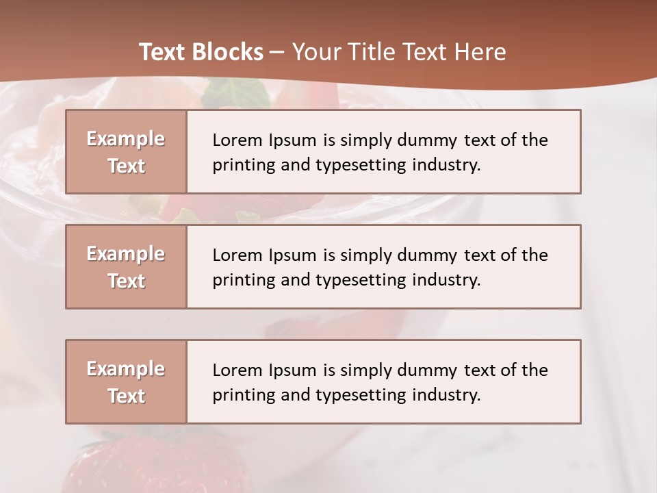 A Bowl Of Yogurt With Strawberries On A Table PowerPoint Template