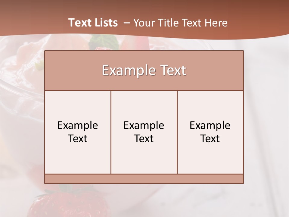 A Bowl Of Yogurt With Strawberries On A Table PowerPoint Template