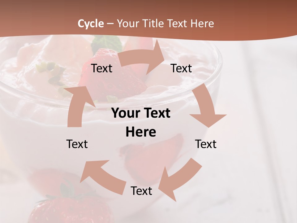 A Bowl Of Yogurt With Strawberries On A Table PowerPoint Template