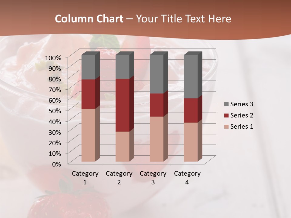 A Bowl Of Yogurt With Strawberries On A Table PowerPoint Template