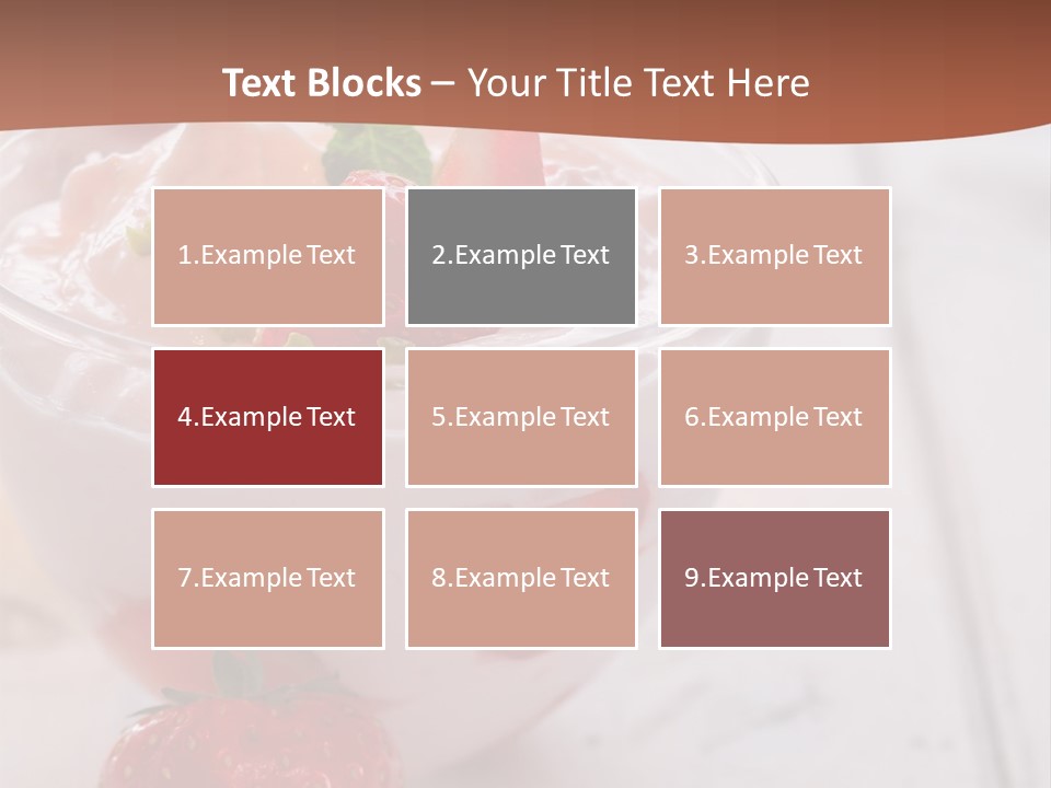 A Bowl Of Yogurt With Strawberries On A Table PowerPoint Template