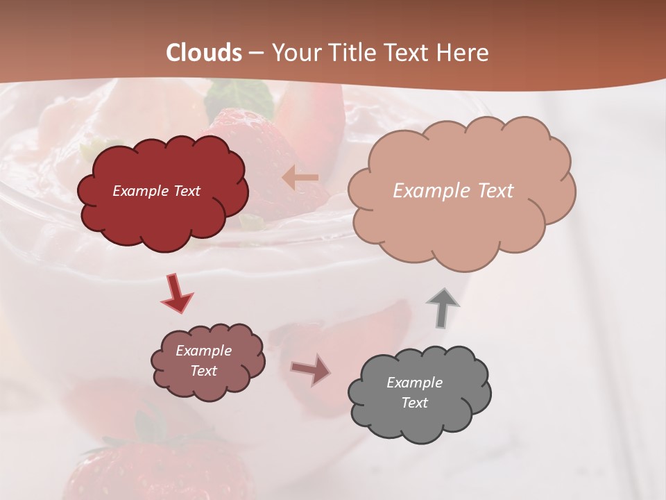 A Bowl Of Yogurt With Strawberries On A Table PowerPoint Template