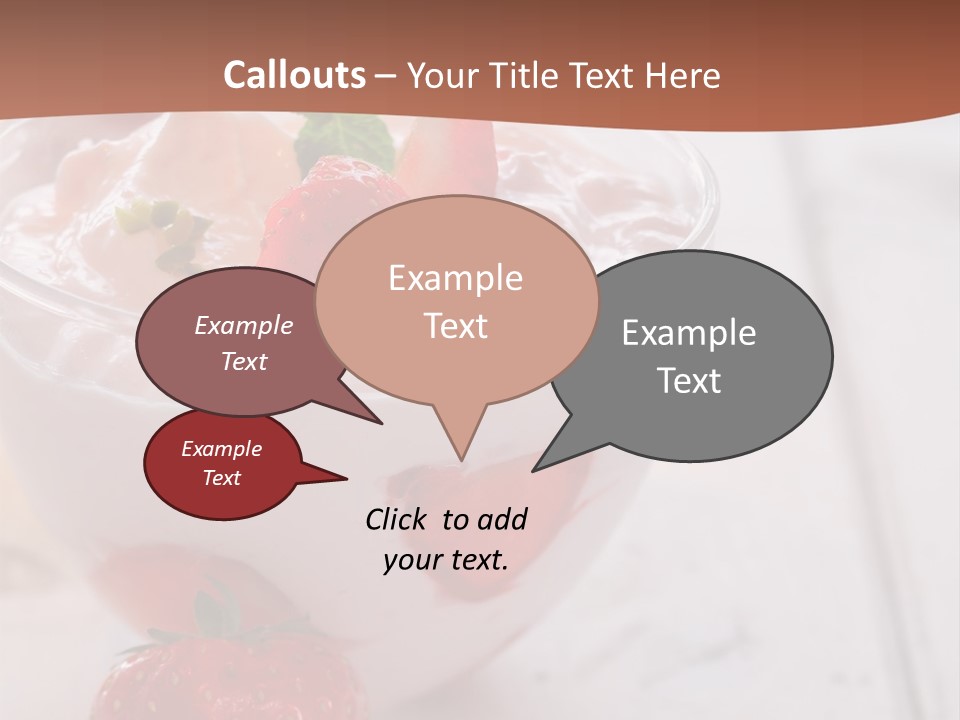 A Bowl Of Yogurt With Strawberries On A Table PowerPoint Template