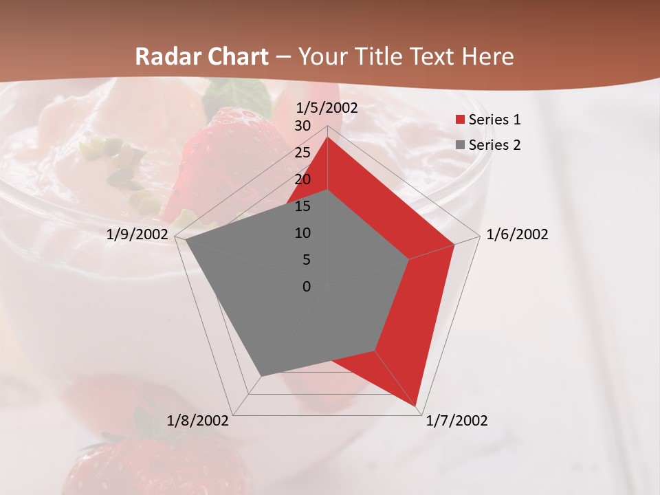 A Bowl Of Yogurt With Strawberries On A Table PowerPoint Template
