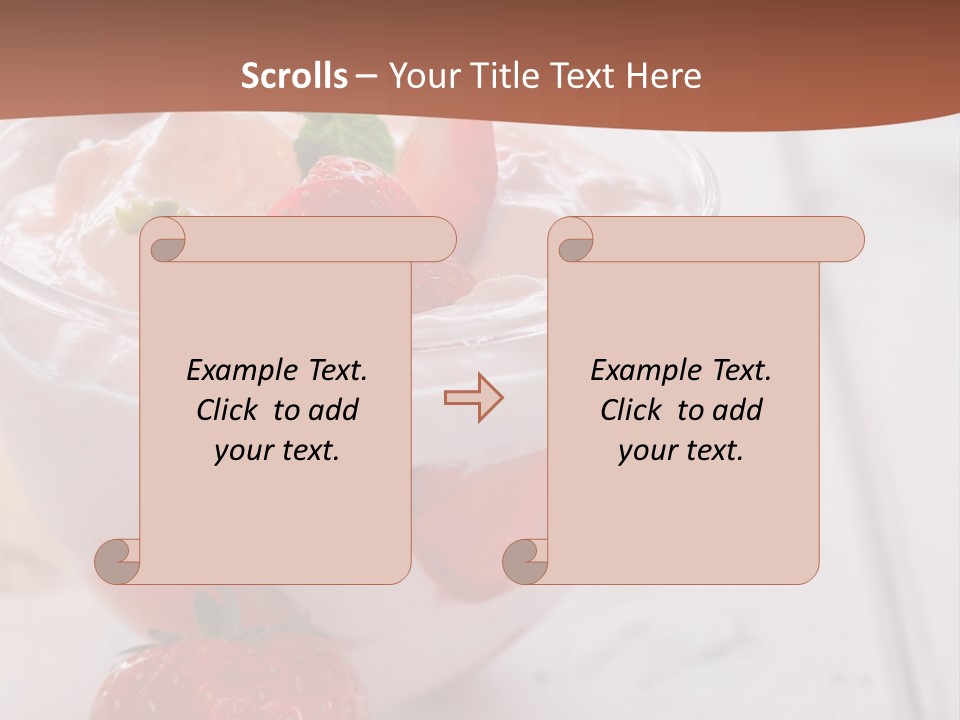 A Bowl Of Yogurt With Strawberries On A Table PowerPoint Template