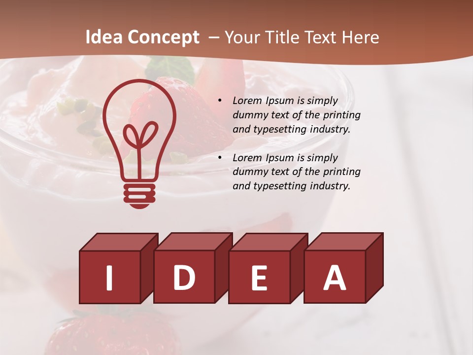 A Bowl Of Yogurt With Strawberries On A Table PowerPoint Template