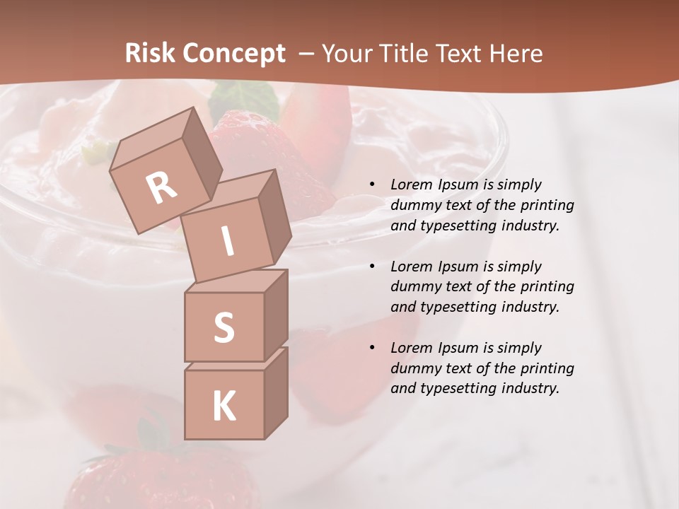 A Bowl Of Yogurt With Strawberries On A Table PowerPoint Template