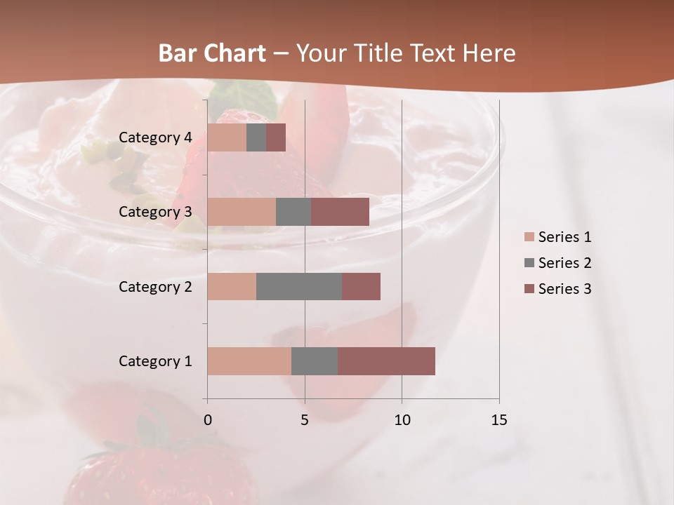 A Bowl Of Yogurt With Strawberries On A Table PowerPoint Template