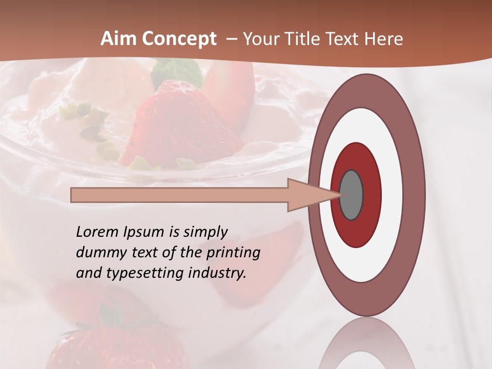 A Bowl Of Yogurt With Strawberries On A Table PowerPoint Template