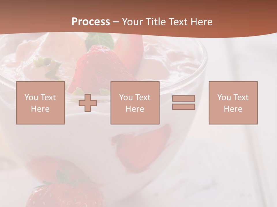 A Bowl Of Yogurt With Strawberries On A Table PowerPoint Template
