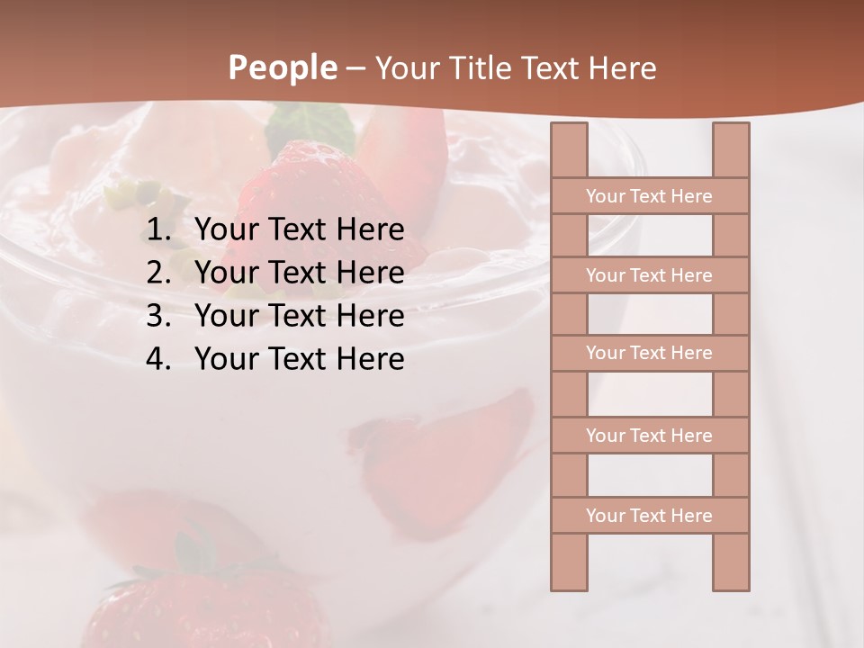 A Bowl Of Yogurt With Strawberries On A Table PowerPoint Template