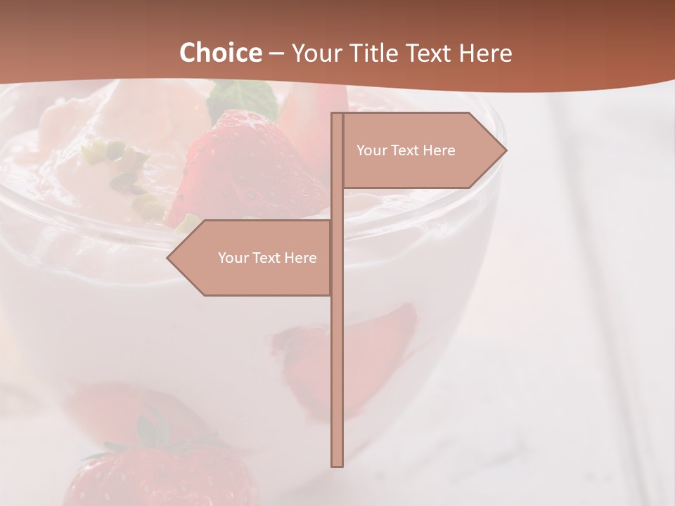 A Bowl Of Yogurt With Strawberries On A Table PowerPoint Template