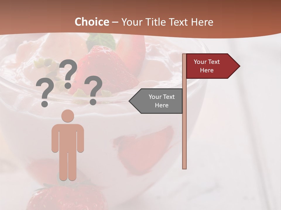 A Bowl Of Yogurt With Strawberries On A Table PowerPoint Template