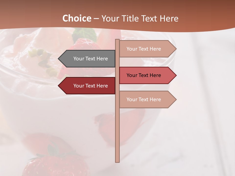 A Bowl Of Yogurt With Strawberries On A Table PowerPoint Template