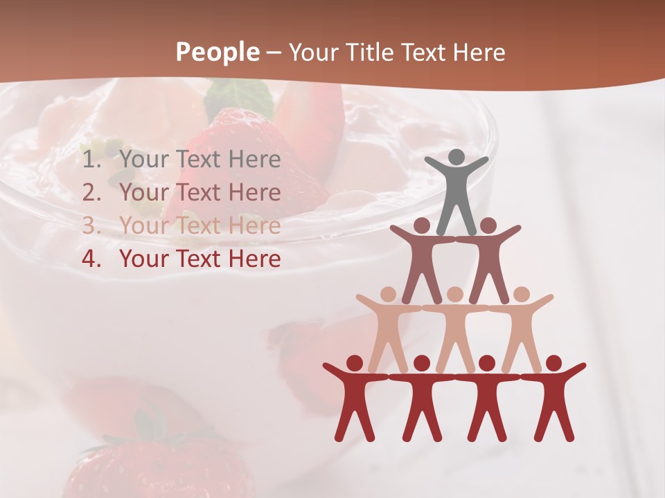 A Bowl Of Yogurt With Strawberries On A Table PowerPoint Template