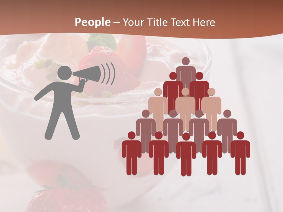 A Bowl Of Yogurt With Strawberries On A Table PowerPoint Template