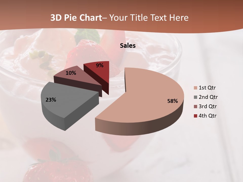 A Bowl Of Yogurt With Strawberries On A Table PowerPoint Template