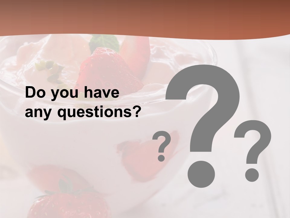 A Bowl Of Yogurt With Strawberries On A Table PowerPoint Template