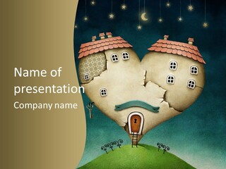 A Heart Shaped House On Top Of A Hill PowerPoint Template