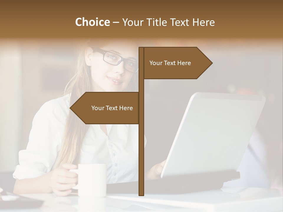 A Woman Sitting In Front Of A Laptop Computer PowerPoint Template