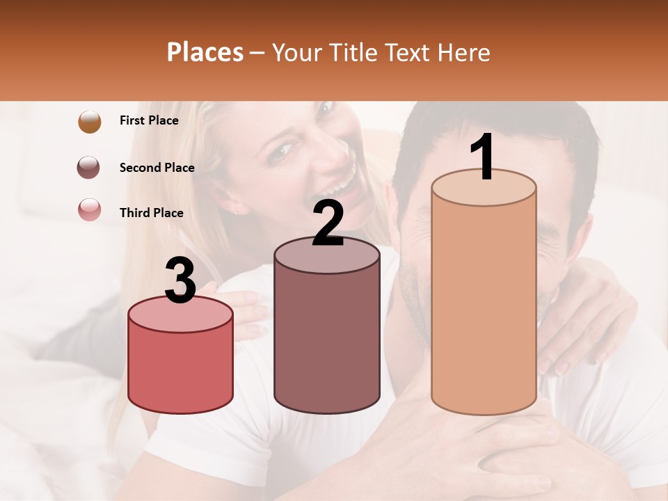 A Man And Woman Laying On A Bed Smiling PowerPoint Template