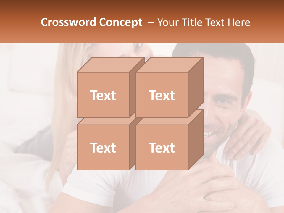 A Man And Woman Laying On A Bed Smiling PowerPoint Template