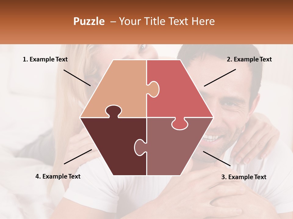 A Man And Woman Laying On A Bed Smiling PowerPoint Template