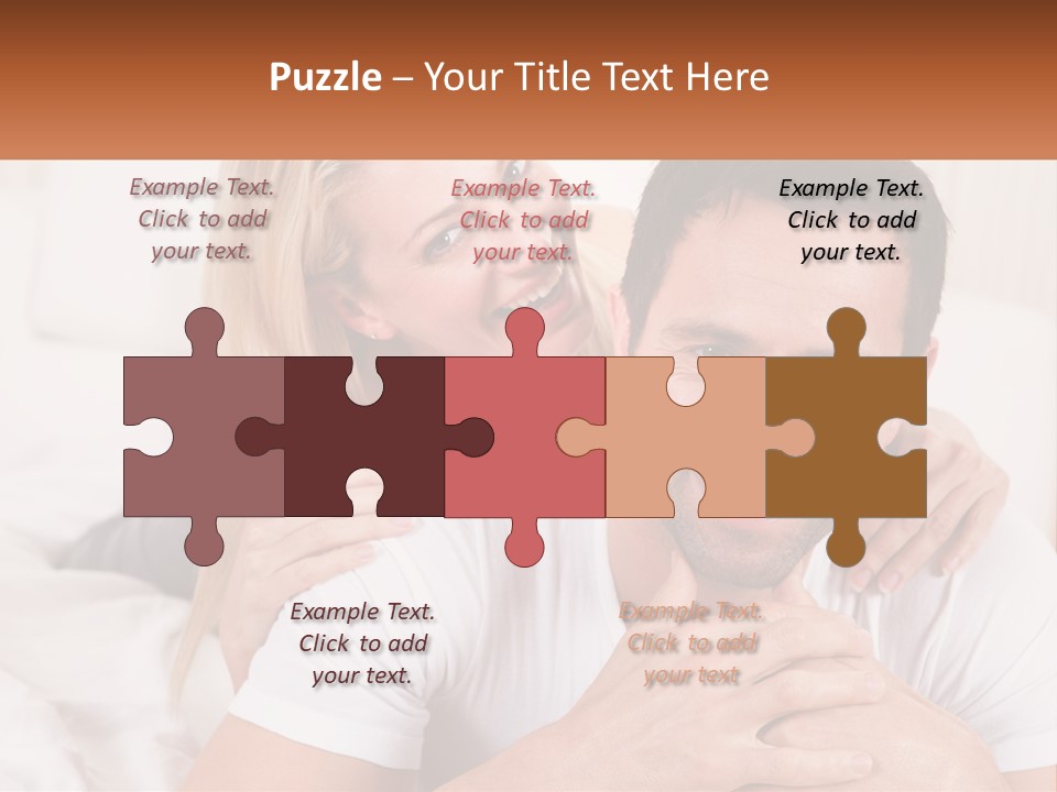 A Man And Woman Laying On A Bed Smiling PowerPoint Template