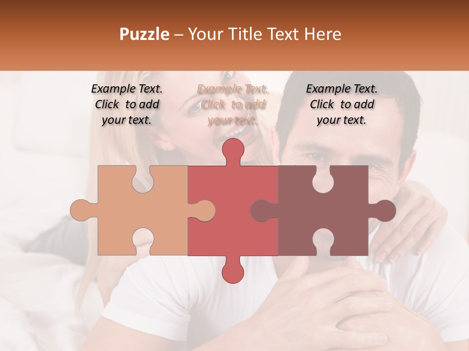 A Man And Woman Laying On A Bed Smiling PowerPoint Template