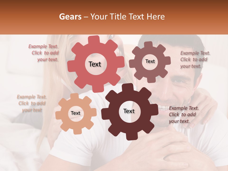 A Man And Woman Laying On A Bed Smiling PowerPoint Template