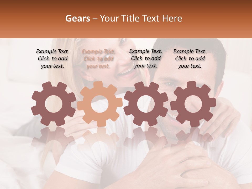 A Man And Woman Laying On A Bed Smiling PowerPoint Template