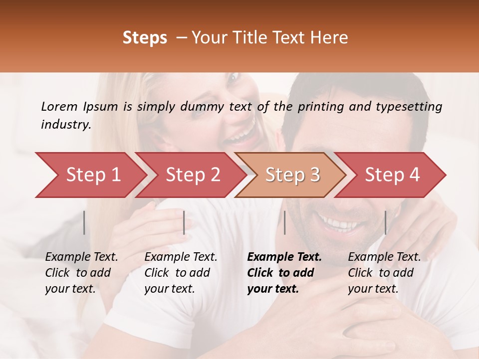 A Man And Woman Laying On A Bed Smiling PowerPoint Template
