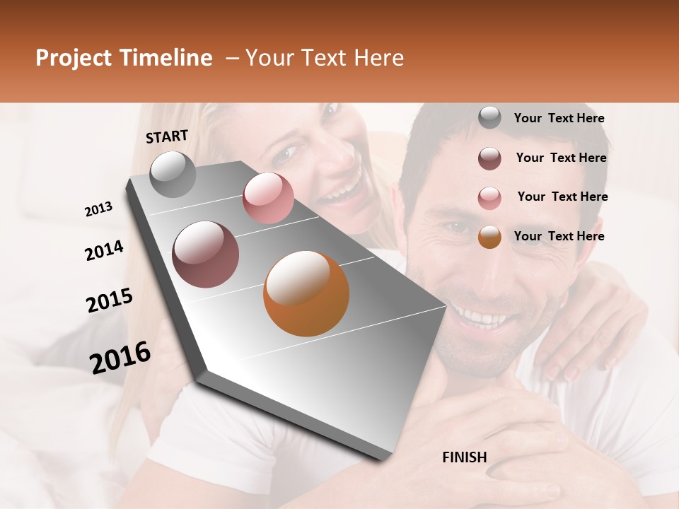 A Man And Woman Laying On A Bed Smiling PowerPoint Template
